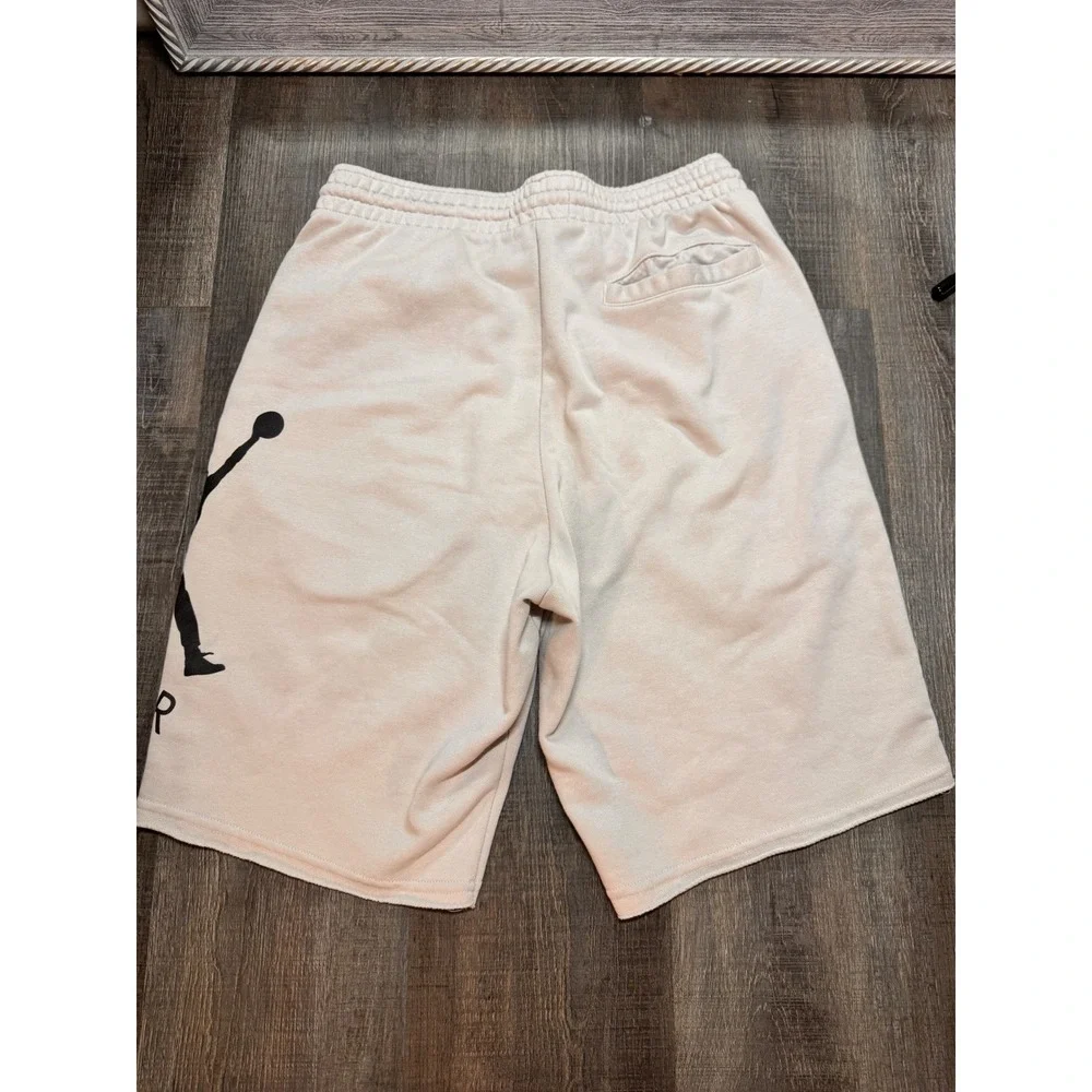 Jordan Mens Jumpman Air Fleece‎ Shorts Light Bone Off White Beige Small